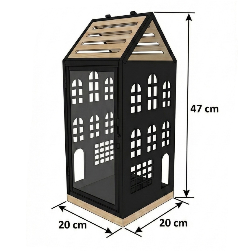 Dekorační lucerna HOME 47,5 cm černá/béžová