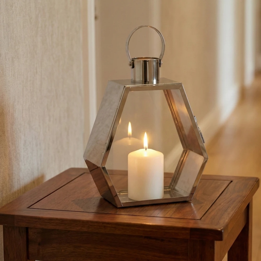 Dekorační lucerna PALACE 34 cm lesklý chrom