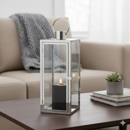 Dekorační lucerna TOWER 29 cm lesklý chrom