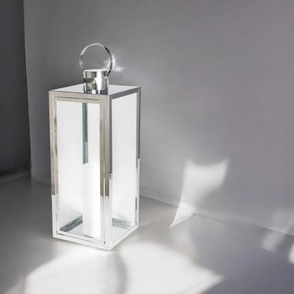 Dekorační lucerna TOWER 38 cm lesklý chrom