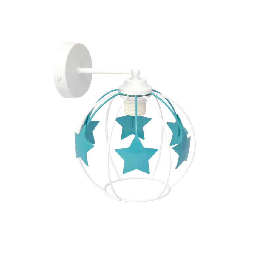 Dětská nástěnná lampa STARS 1xE27/15W/230V tyrkysová/bílá