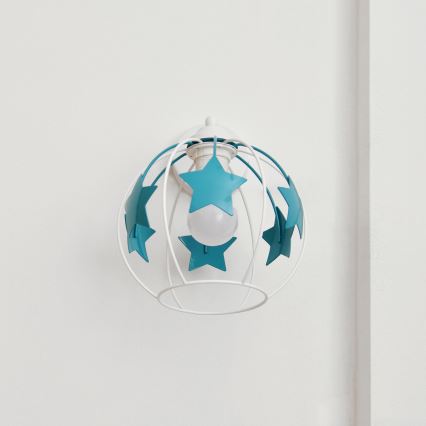 Dětská nástěnná lampa STARS 1xE27/15W/230V tyrkysová/bílá