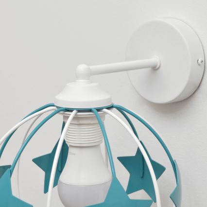 Dětská nástěnná lampa STARS 1xE27/15W/230V tyrkysová/bílá