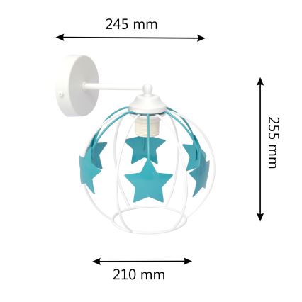 Dětská nástěnná lampa STARS 1xE27/15W/230V tyrkysová/bílá