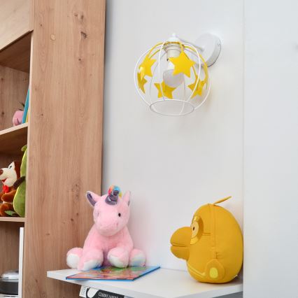 Dětská nástěnná lampa STARS 1xE27/15W/230V žlutá/bílá