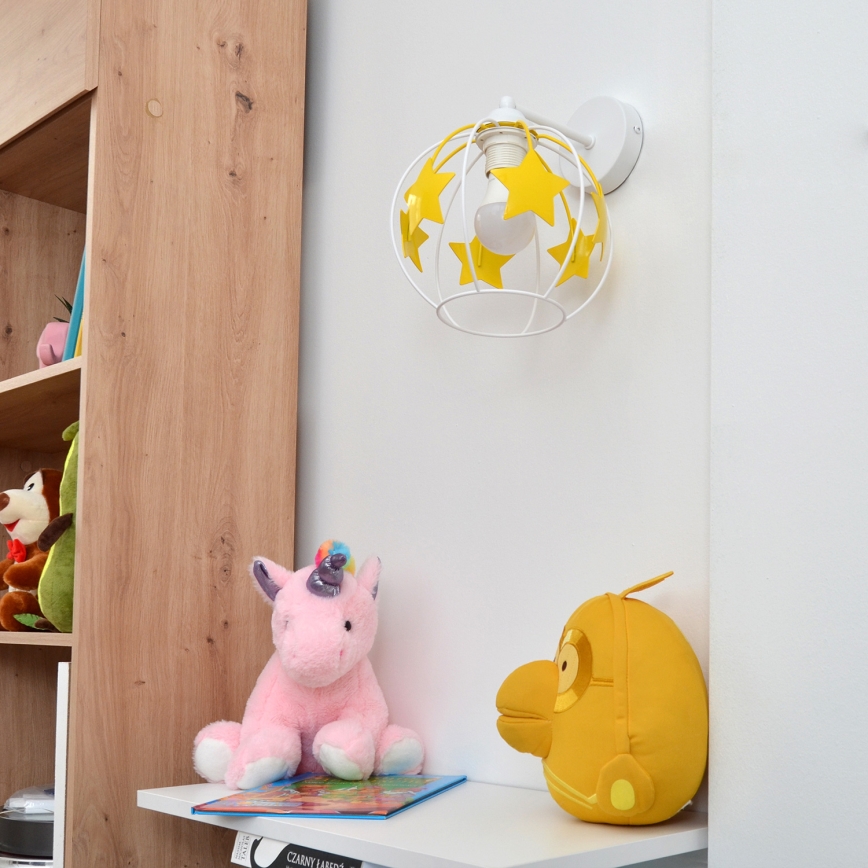 Dětská nástěnná lampa STARS 1xE27/15W/230V žlutá/bílá