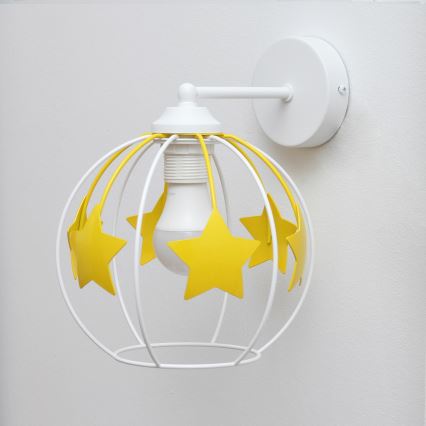 Dětská nástěnná lampa STARS 1xE27/15W/230V žlutá/bílá