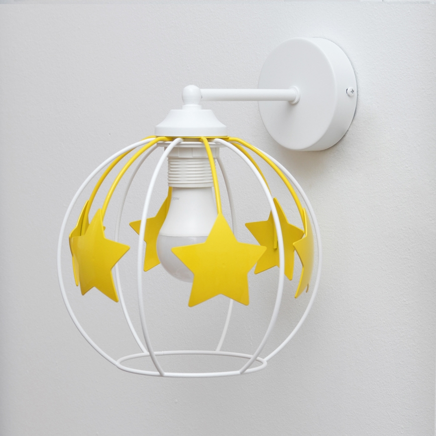 Dětská nástěnná lampa STARS 1xE27/15W/230V žlutá/bílá