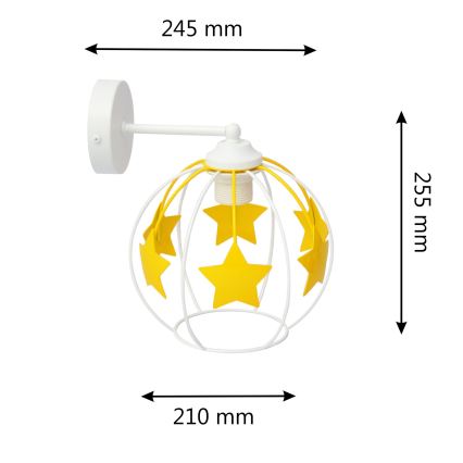 Dětská nástěnná lampa STARS 1xE27/15W/230V žlutá/bílá