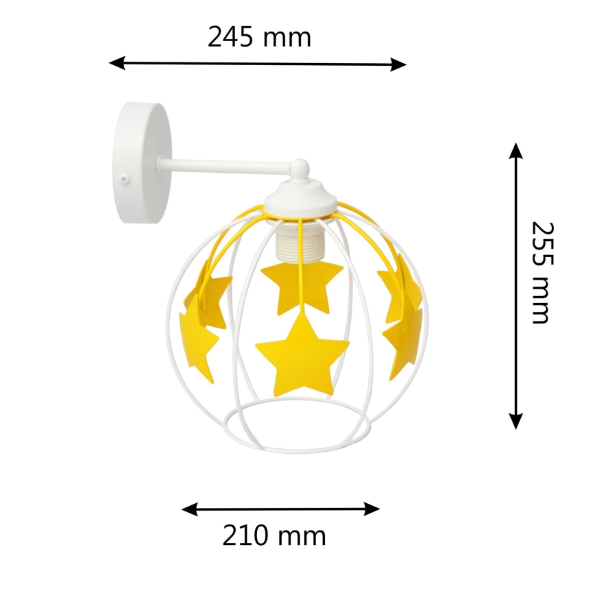 Dětská nástěnná lampa STARS 1xE27/15W/230V žlutá/bílá