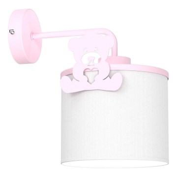 Dětská nástěnná lampa SWEET 1xE27/15W/230V bílá/růžová/medvídek