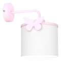 Dětská nástěnná lampa SWEET 1xE27/15W/230V bílá/růžová/motýl