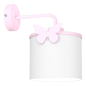 Dětská nástěnná lampa SWEET 1xE27/15W/230V bílá/růžová/motýl
