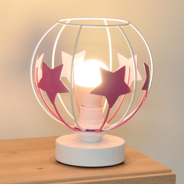 Dětská stolní lampa STARS 1xE27/15W/230V růžová/bílá