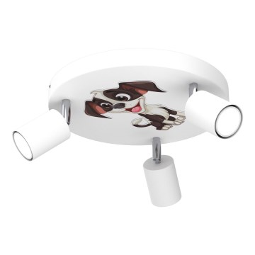 Dětské bodové svítidlo FUN 3xGU10/8W/230V bílá/pejsek