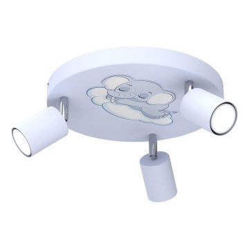 Dětské bodové svítidlo FUN 3xGU10/8W/230V modrá/slon