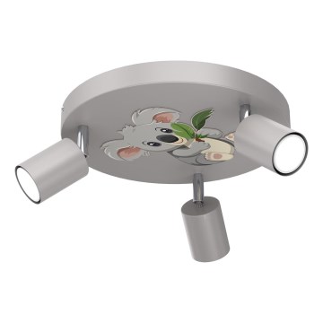 Dětské bodové svítidlo FUN 3xGU10/8W/230V šedá/koala