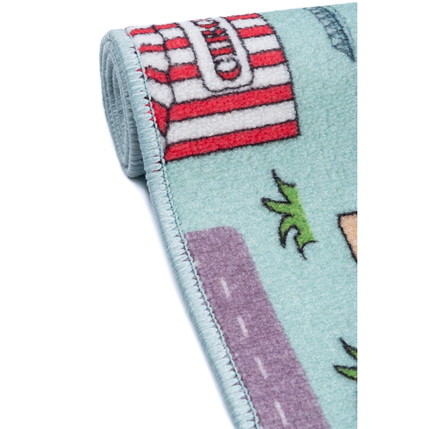 Dětský koberec STELLA STREETS 120x170 cm tyrkysová/město