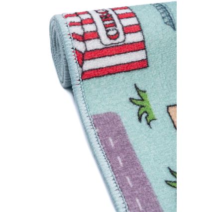 Dětský koberec STELLA STREETS 80x100 cm tyrkysová/město