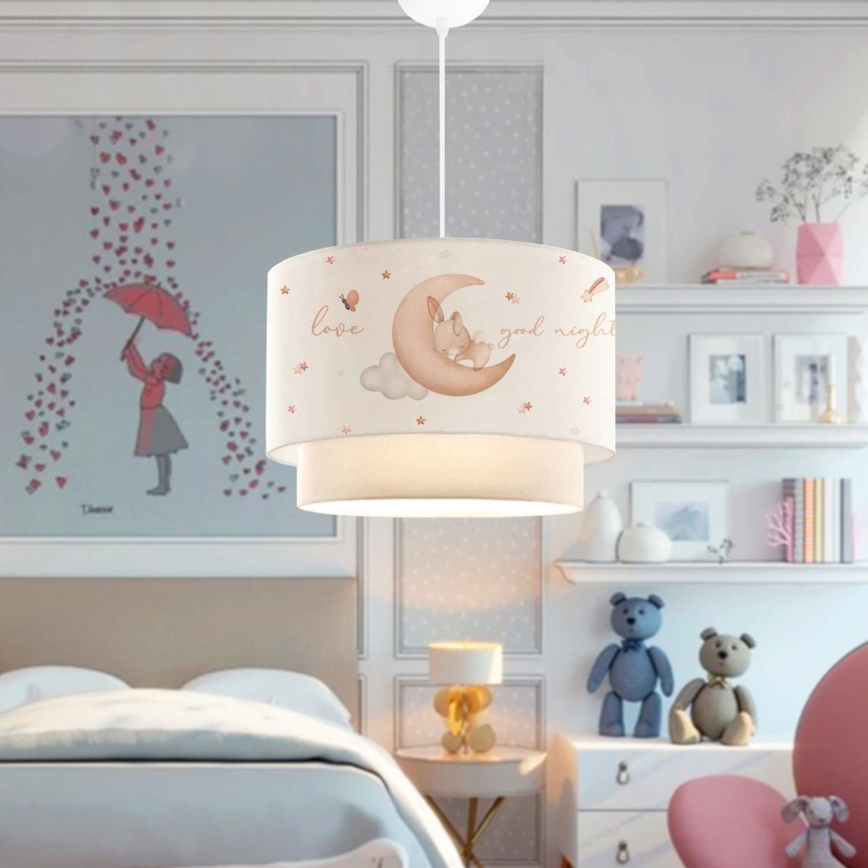 Dětský lustr CANDY 1xE27/40W/230V bílá/béžová