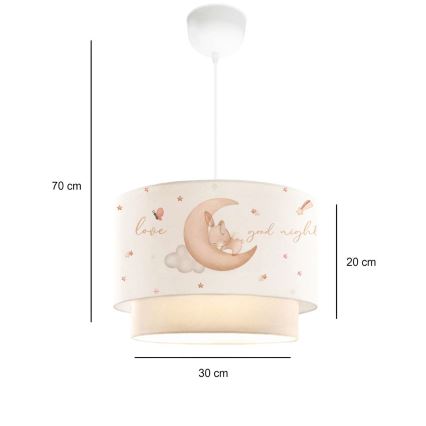 Dětský lustr CANDY 1xE27/40W/230V bílá/béžová
