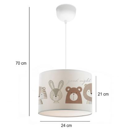 Dětský lustr CANDY 1xE27/40W/230V bílá/hnědá