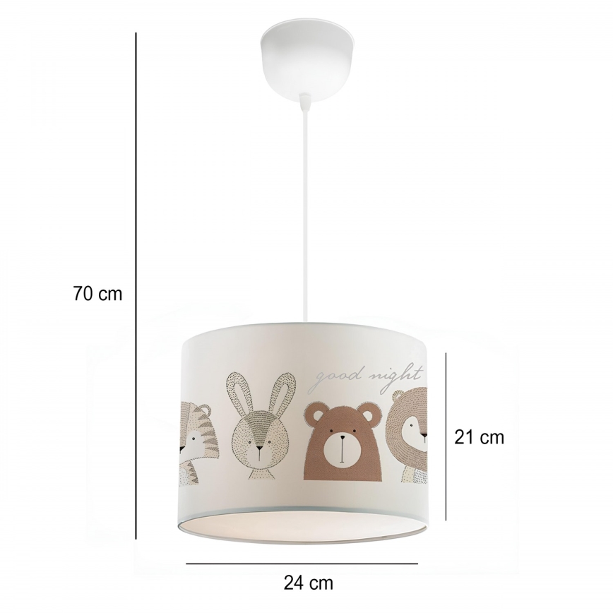 Dětský lustr CANDY 1xE27/40W/230V bílá/hnědá