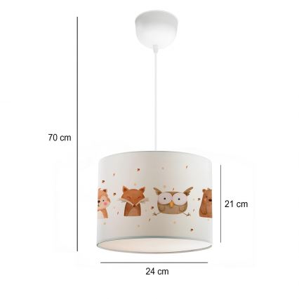 Dětský lustr CANDY 1xE27/40W/230V bílá/hnědá