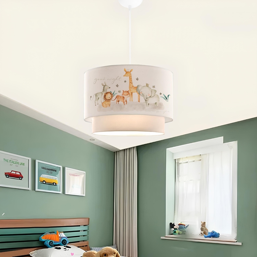 Dětský lustr CANDY 1xE27/40W/230V bílá/hnědá