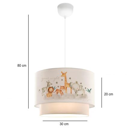 Dětský lustr CANDY 1xE27/40W/230V bílá/hnědá