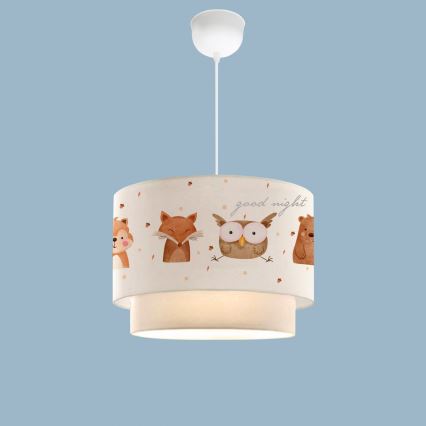 Dětský lustr CANDY 1xE27/40W/230V bílá/hnědá