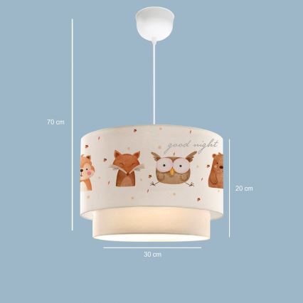 Dětský lustr CANDY 1xE27/40W/230V bílá/hnědá