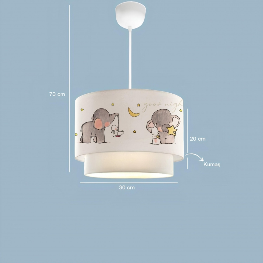 Dětský lustr CANDY 1xE27/40W/230V bílá/šedá