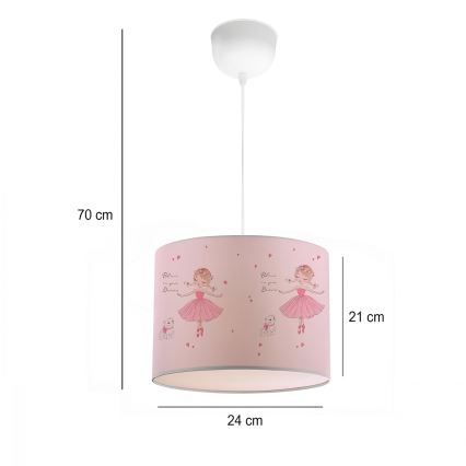 Dětský lustr CANDY 1xE27/40W/230V růžová