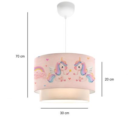 Dětský lustr CANDY 1xE27/40W/230V růžová