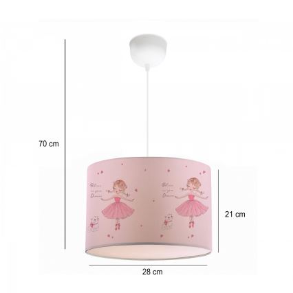 Dětský lustr CANDY 1xE27/40W/230V růžová