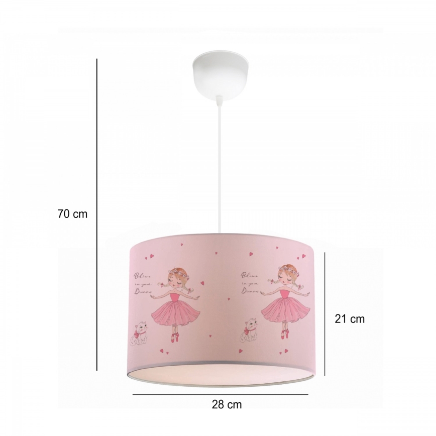 Dětský lustr CANDY 1xE27/40W/230V růžová