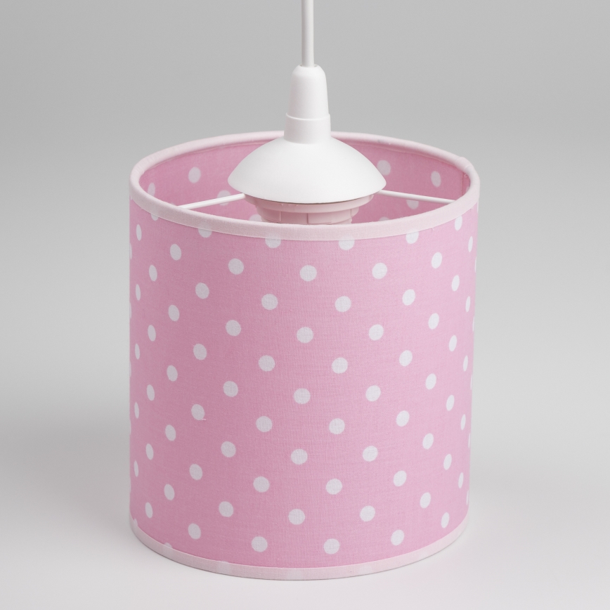 Dětský lustr na lanku DOTS 1xE27/15W/230V pr. 15 cm růžová