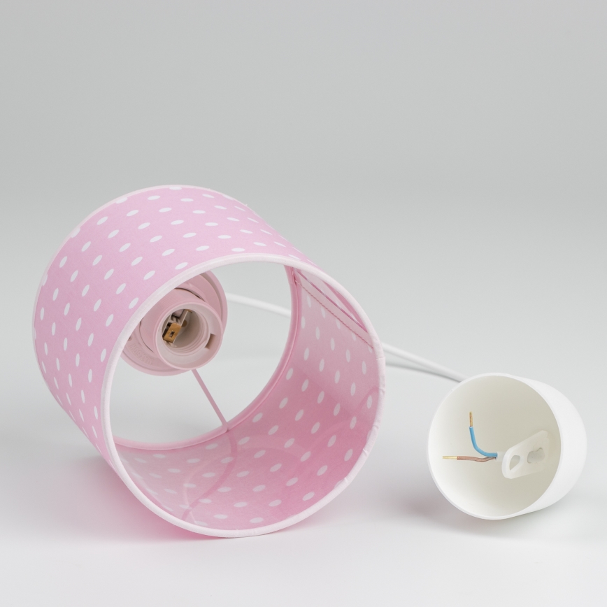 Dětský lustr na lanku DOTS 1xE27/15W/230V pr. 15 cm růžová
