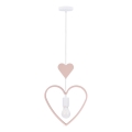 Dětský lustr na lanku HEART 1xE27/20W/230V růžová/bílá