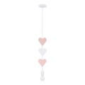 Dětský lustr na lanku HEART 1xE27/20W/230V růžová/bílá