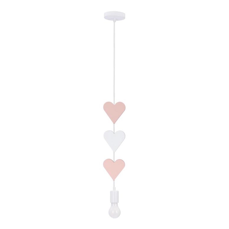 Dětský lustr na lanku HEART 1xE27/20W/230V růžová/bílá