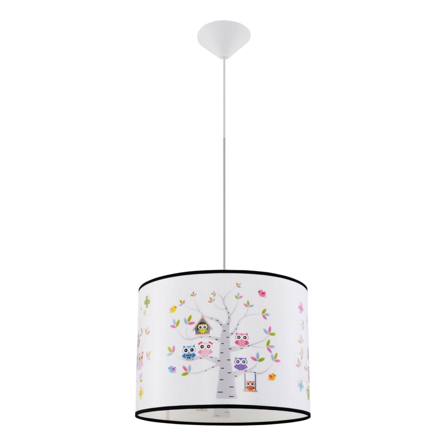 Dětský lustr na lanku OWLS 1xE27/15W/230V pr. 40 cm sovy