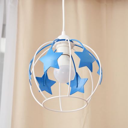 Dětský lustr na lanku STARS 1xE27/15W/230V modrá/bílá