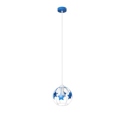 Dětský lustr na lanku STARS 1xE27/15W/230V modrá/bílá