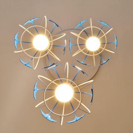 Dětský lustr na lanku STARS 3xE27/15W/230V modrá/bílá