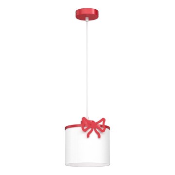 Dětský lustr na lanku SWEET 1xE27/15W/230V bílá/červená/mašle