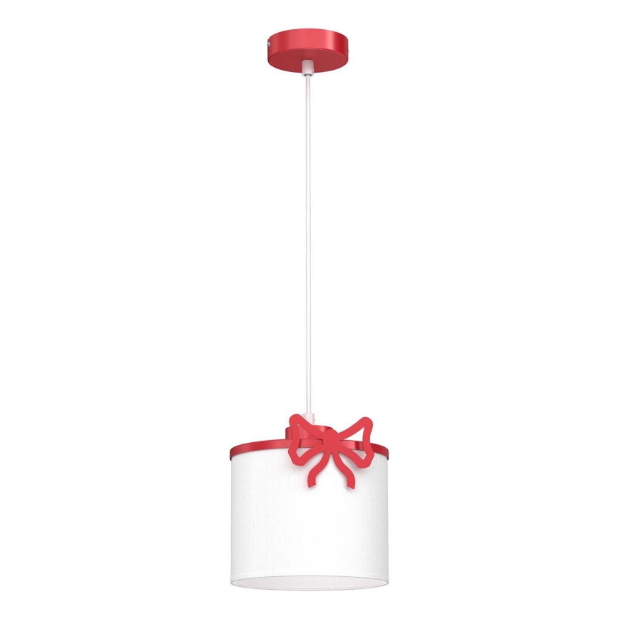 Dětský lustr na lanku SWEET 1xE27/15W/230V bílá/červená/mašle