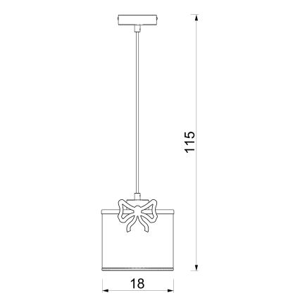 Dětský lustr na lanku SWEET 1xE27/15W/230V bílá/červená/mašle