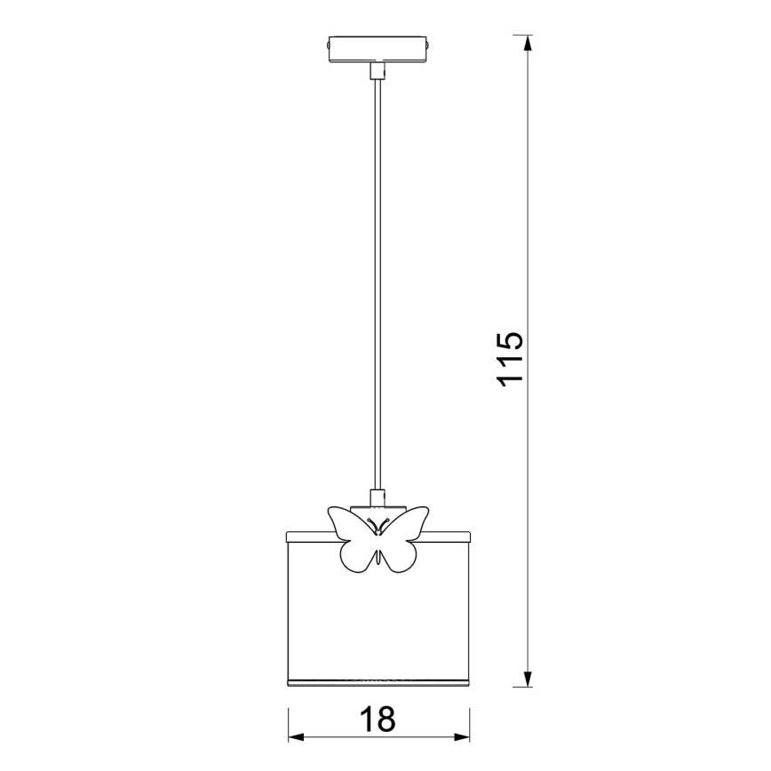 Dětský lustr na lanku SWEET 1xE27/15W/230V bílá/motýl